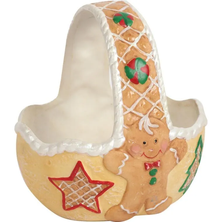 Świąteczny Koszyczek Na Słodycze W Kształcie Piernika Z Ceramiki 14 cm
