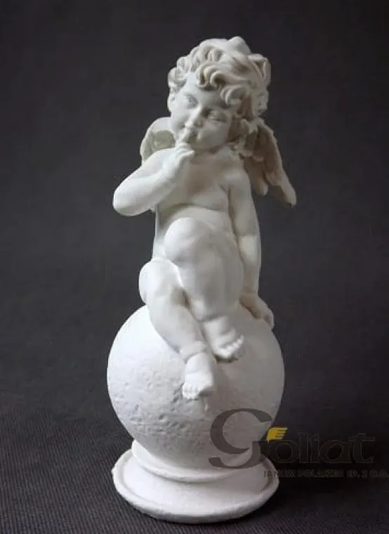 Anioł Siedzący Na Kuli W Kolorze Białym 18x7 cm