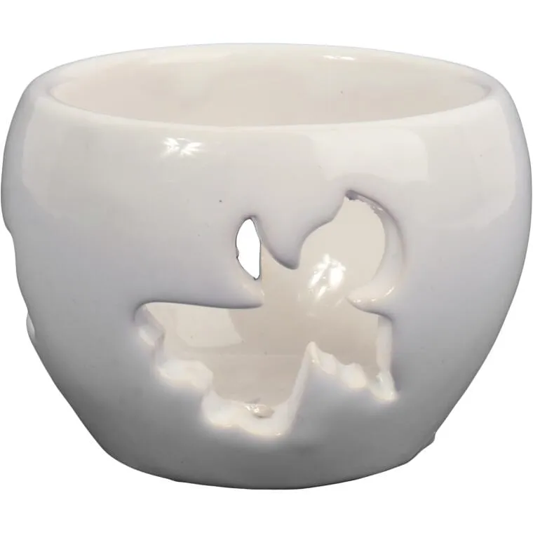 Ceramiczny Lampion Świecznik Z Ażurowym Wzorem Anioła - Biały