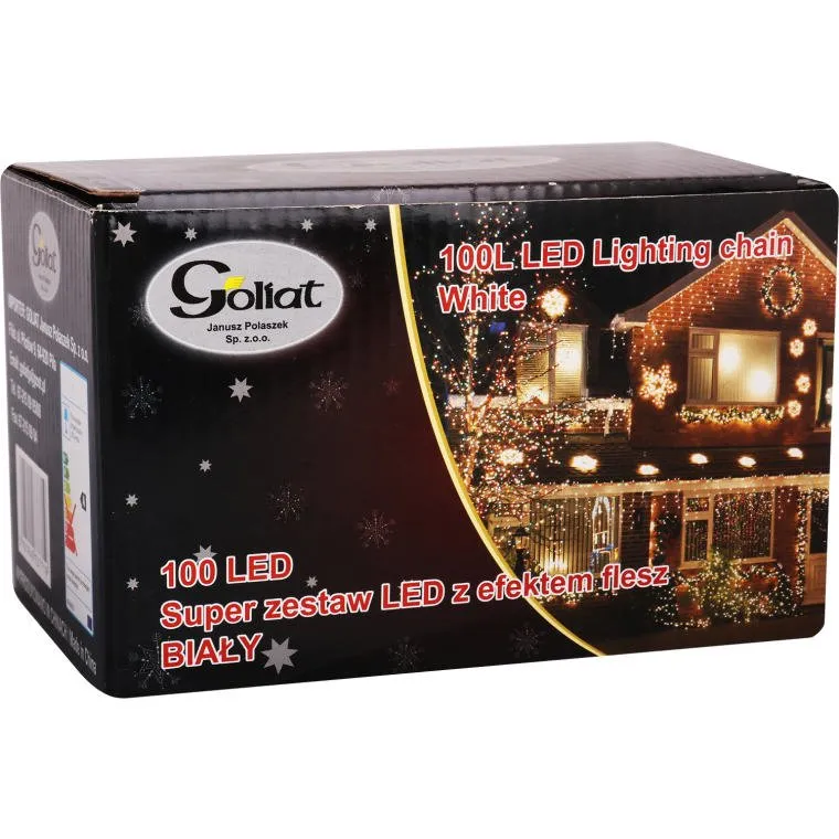Lampki Choinkowe 100 LED FLASH, Wewnętrzne, Zimny - Biały