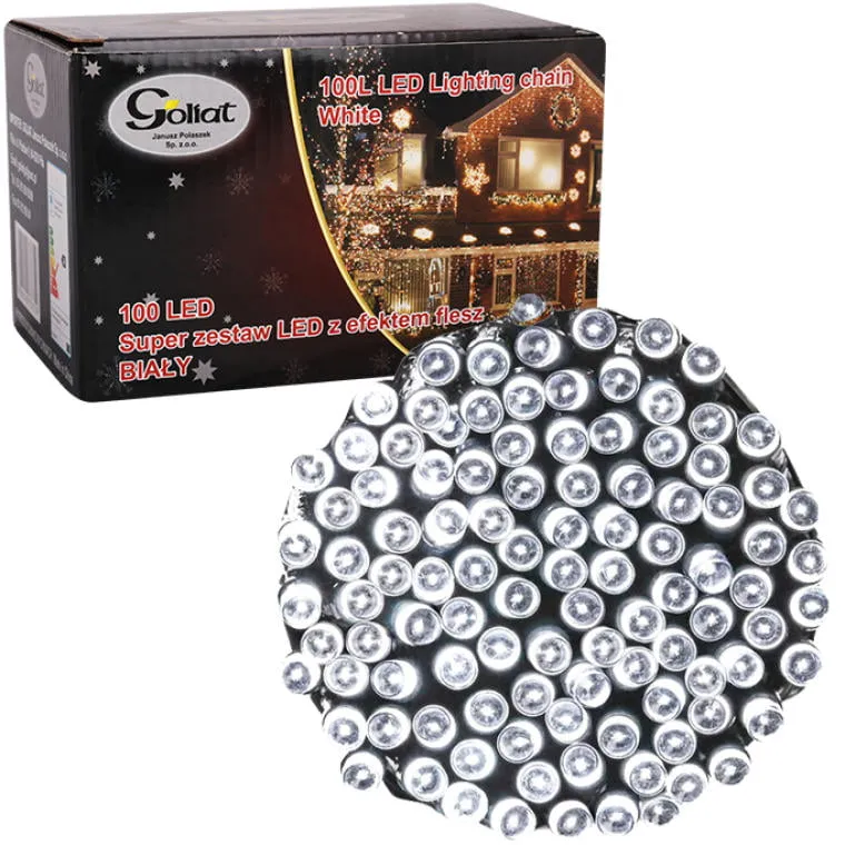 Lampki Choinkowe 100 LED FLASH, Wewnętrzne, Zimny - Biały