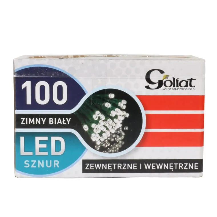 Lampki Choinkowe Zewnętrzne 100 LED, Kolor Zimny Biały, 8m, Zasilanie Sieciowe, Przewód Miedziany
