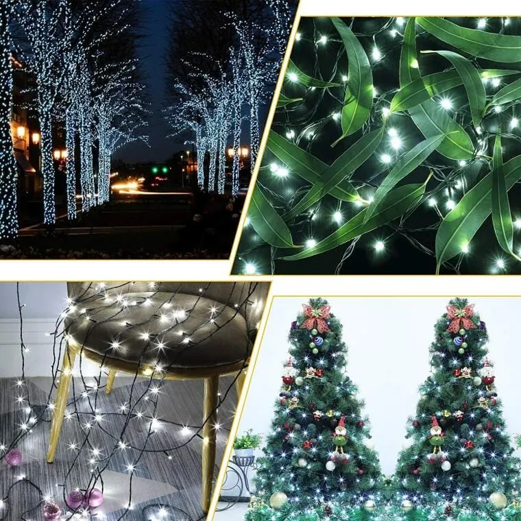 Lampki Choinkowe Zewnętrzne 100 LED, Kolor Zimny Biały, 8m, Zasilanie Sieciowe, Przewód Miedziany