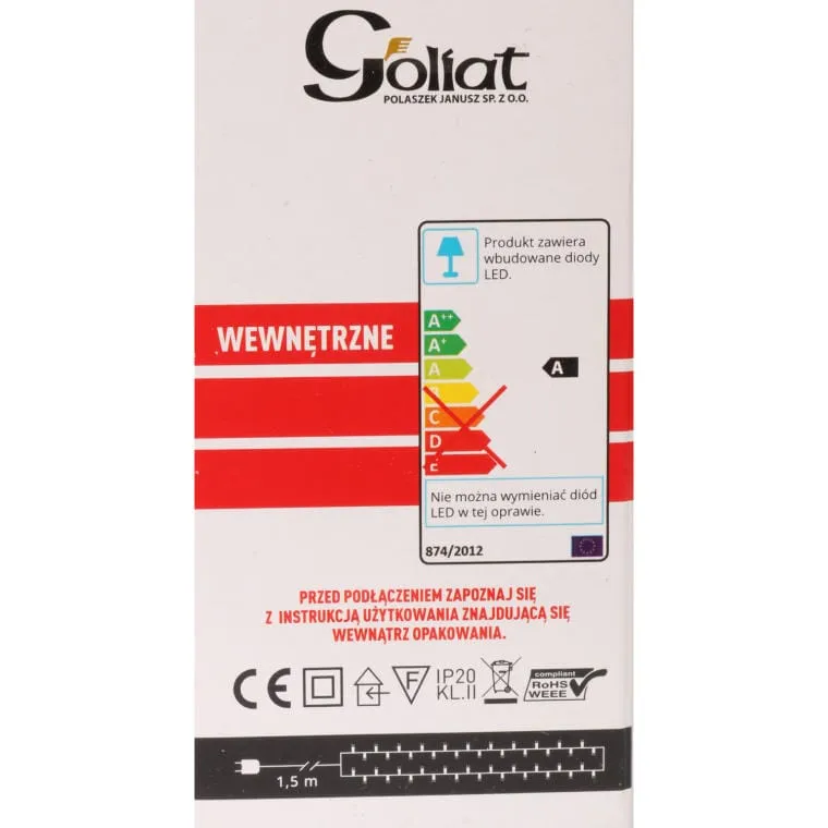 Lampki Choinkowe O Ciepłym Białym Świetle, 100 LED, Ring, Użytek Wewnętrzny, 495cm, Zasilanie Sieciowe