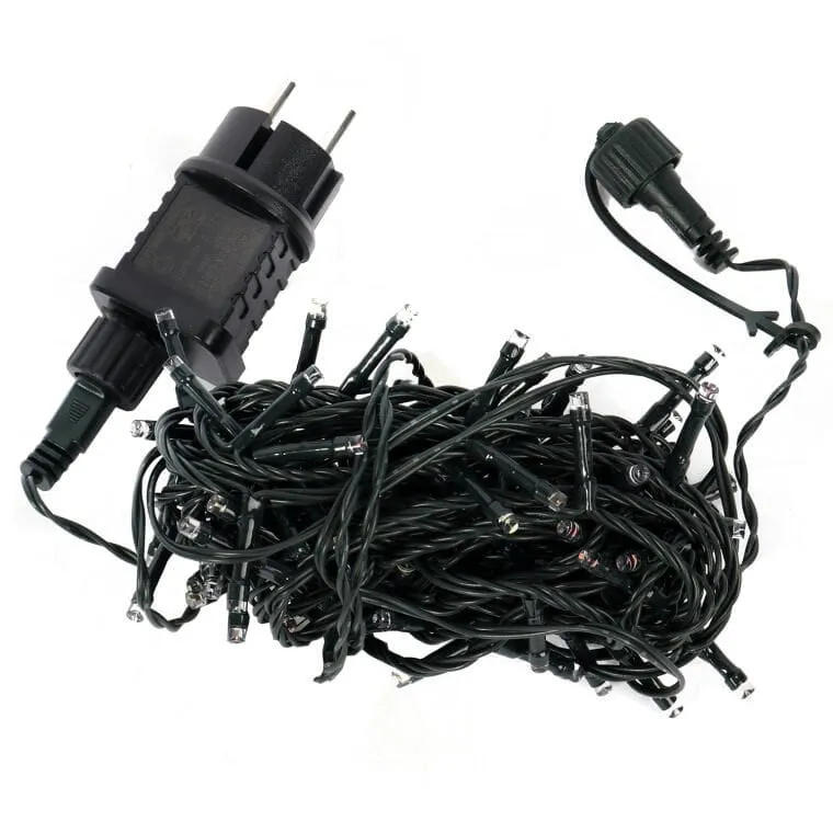 Komplet Lampek Choinkowych 100 LED Zimny Z Efektem Flash I Dodatkowym Gniazdem, Odporny Na Wodę (IP44) - Biały