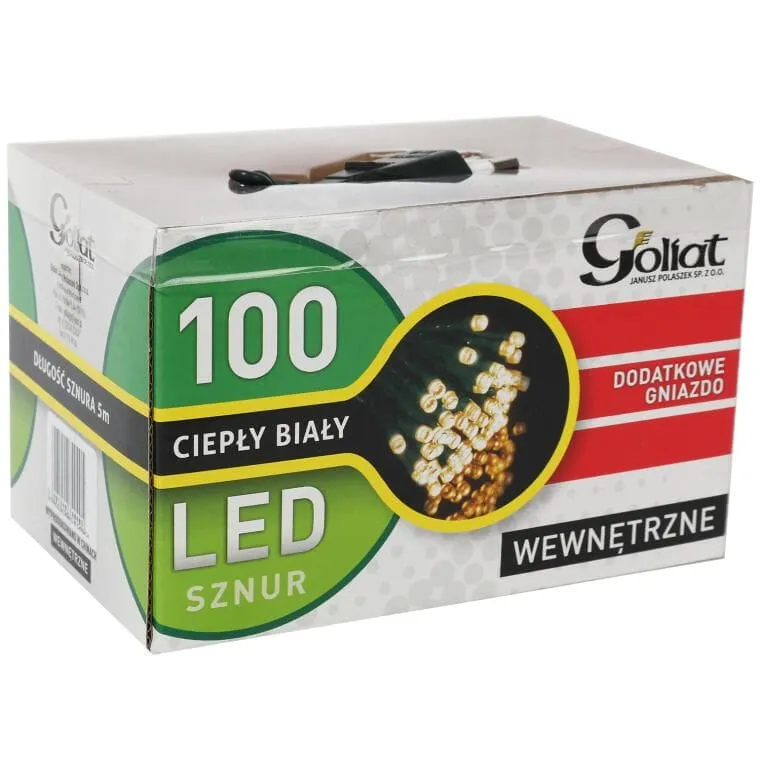 100-LED Lampki Choinkowe Z Flash Dodatkiem I Wewnętrznym Gniazdem, Barwa Ciepły Biały, Zasilanie Sieciowe