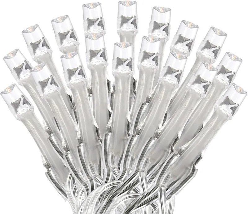 Lampki Choinkowe Zewnętrzne 100 LED, Ciepły, Z Kontrolerem 8 Funkcji I Miedzianymi Przewodami, Zasilanie Sieciowe - Biały