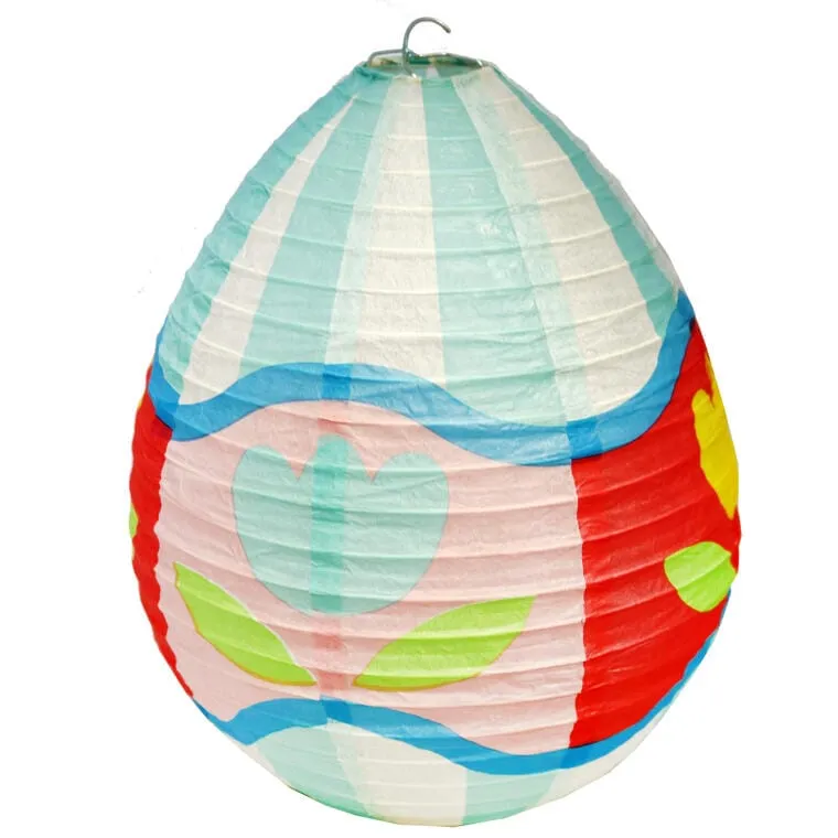 Jajko Lampion Papierowy Rozkładany 25cm II - Niebieski