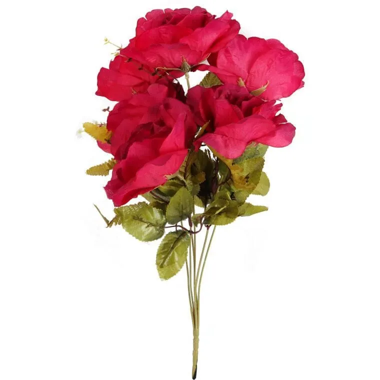 Sztuczne Róże W Bukiecie, 6 Sztuk, Kolor Różowy, Wysokość 48 cm