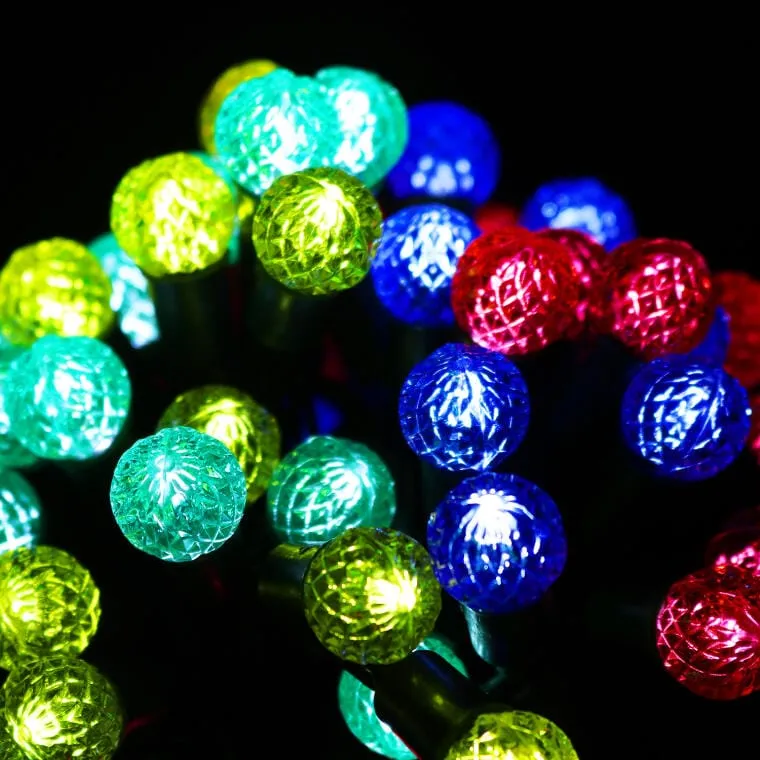 Lampki Choinkowe LED Kryształowe Kulki Multikolor 50 Sztuk - Dekoracja Świetlna Zewnętrzna
