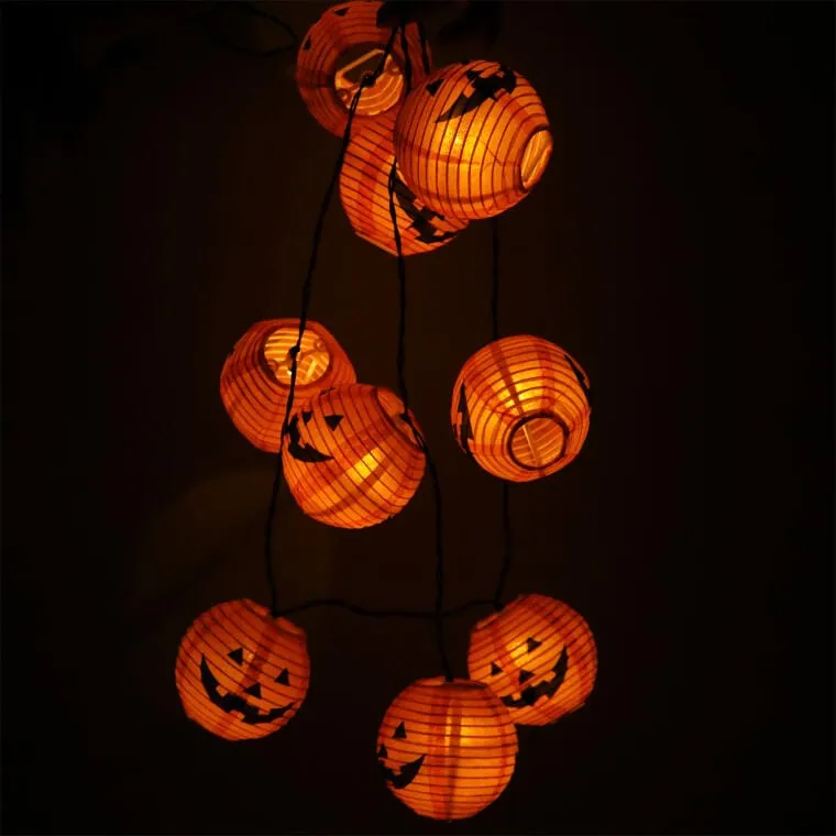 Lampki 10 LED Dynie Sznur Dekoracyjny Na Baterie