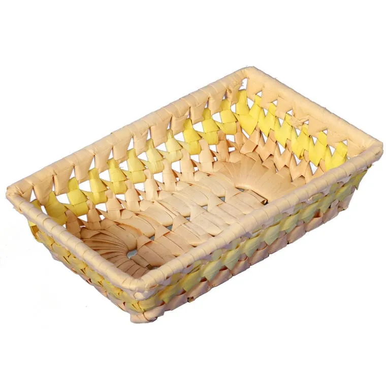 Prostokątny Koszyczek Na Pieczywo 18x11cm Z Naturalnego Materiału - Żółty