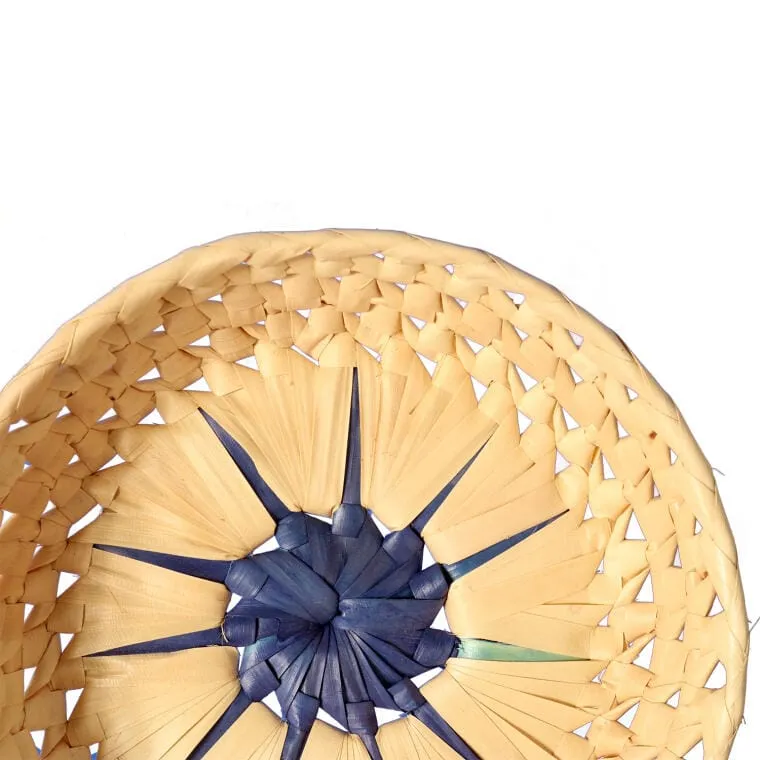 Okrągły Koszyczek Na Pieczywo Z Naturalnego Materiału 17cm - Niebieski