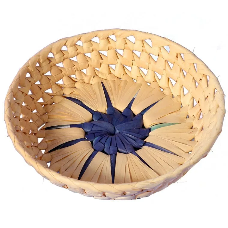 Okrągły Koszyczek Na Pieczywo Z Naturalnego Materiału 17cm - Niebieski