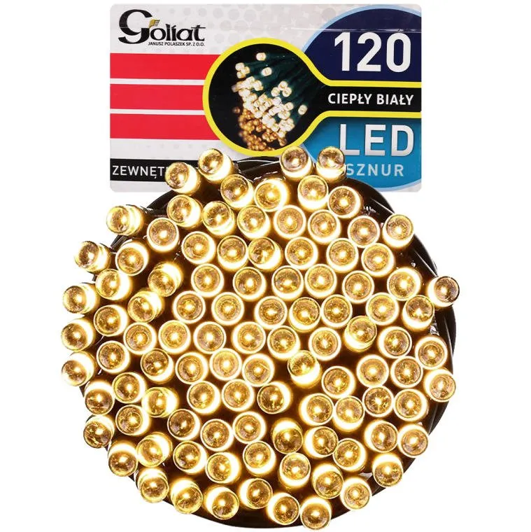 Lampki Choinkowe 120 LED Wewnętrzne, Ciepły - Biały