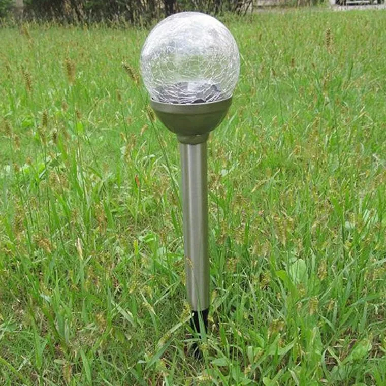Lampa Solarna LED Z Efektem Crash Glass Wbijana W Ziemię, Odporna Na Warunki Pogodowe, Kolor - Srebrny