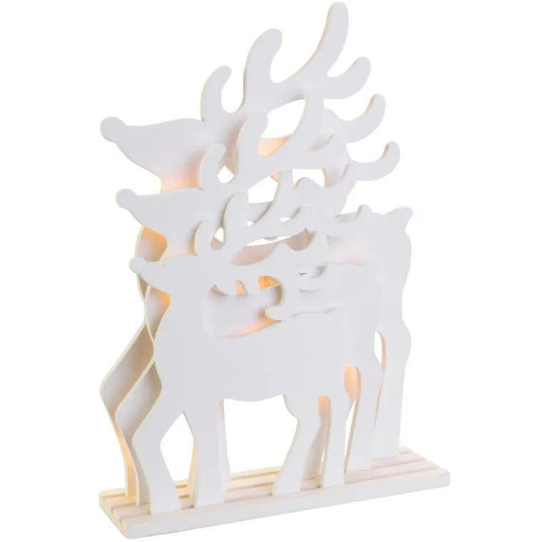 Drewniany Renifer 3D Z Lampkami LED Do Dekoracji Wnętrz