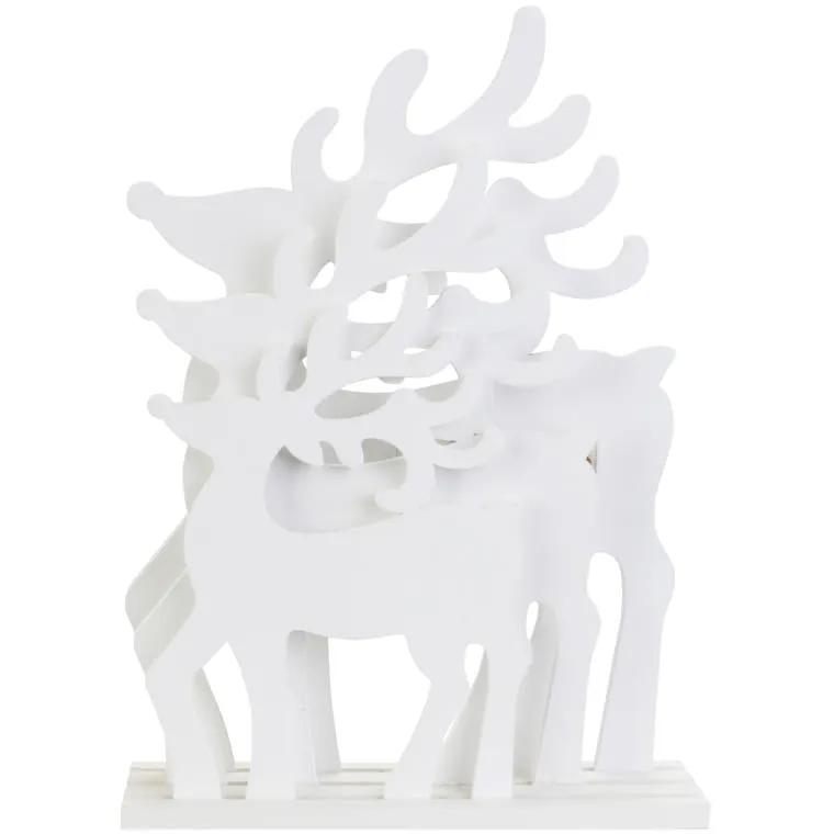 Drewniany Renifer 3D Z Lampkami LED Do Dekoracji Wnętrz