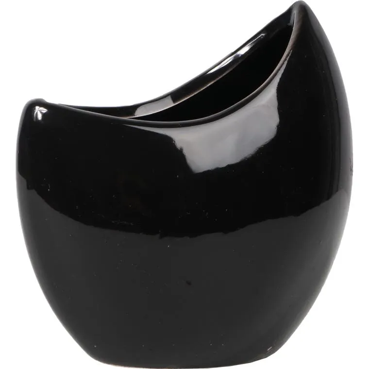 Wazon Ceramiczny Łódka W Kolorze Czarnym 10 cm