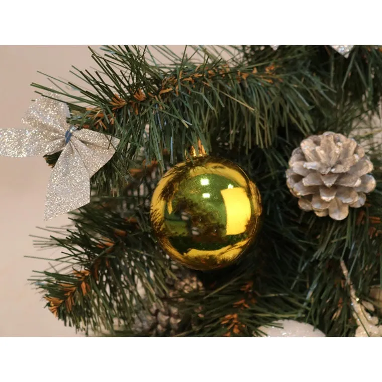 Komplet Czterech Kolorowych Bombek Plastikowych - Niebieska, Czerwona, Złota, Srebrna, 6 cm