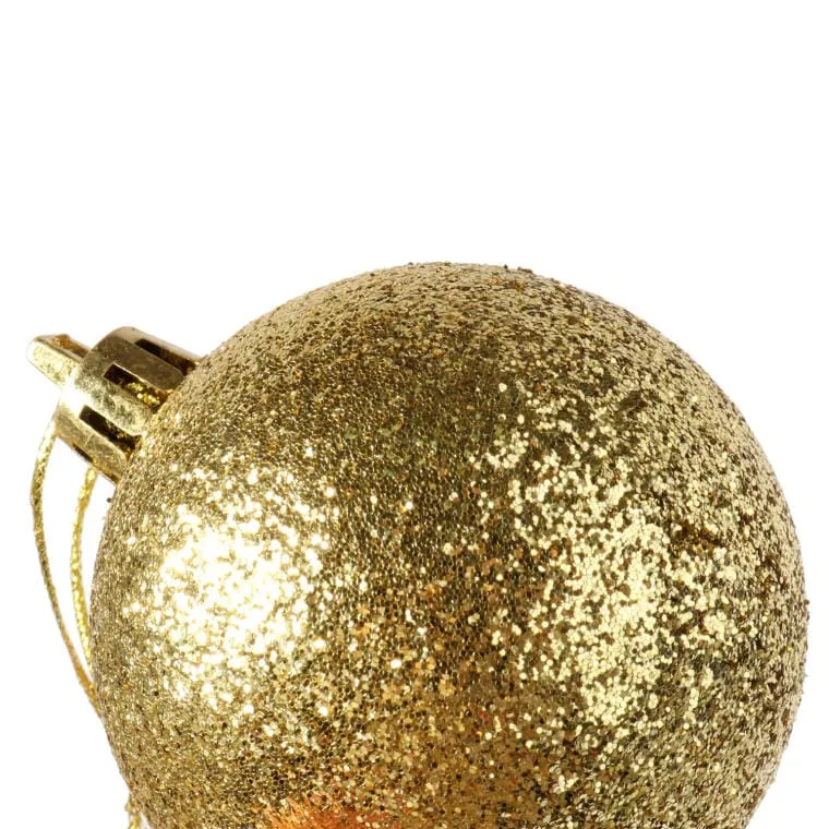 Komplet 12 Złotych Brokatowych Bombek Choinkowych, 6 cm