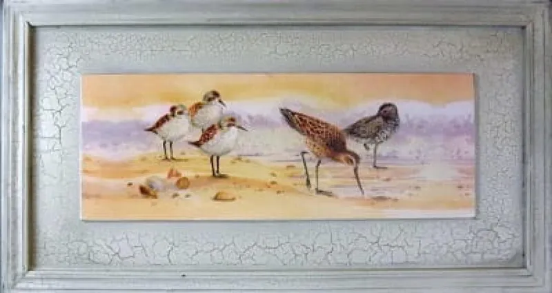 Postarzany Obraz Z Ptakami 30x56 cm - Część Dwuczęściowej Kolekcji