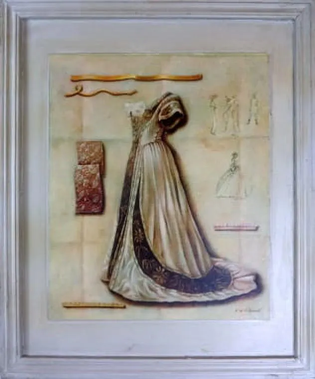 Obraz Z Kolekcji Suknie, Suknia, Efekt Postarzania, 41x48 cm - Kremowa