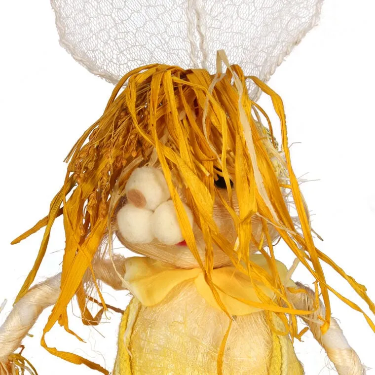Żółty Zając Z Sizalu Trzymający Jajko - Wielkanocna Figurka Stojąca 78cm
