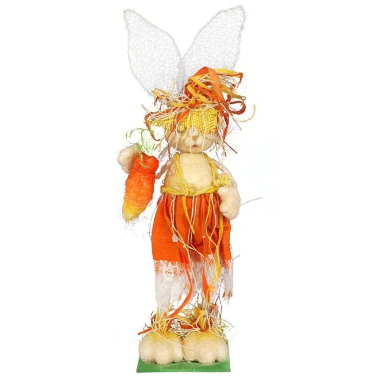 Zając Z Sizalu Dekoracja Wielkanocna 55cm - Pomarańczowy