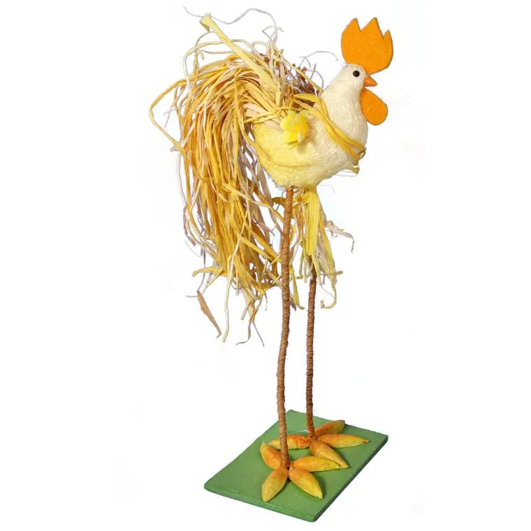 Kogut Z Sizalu Stojący 30cm - Pomarańczowy