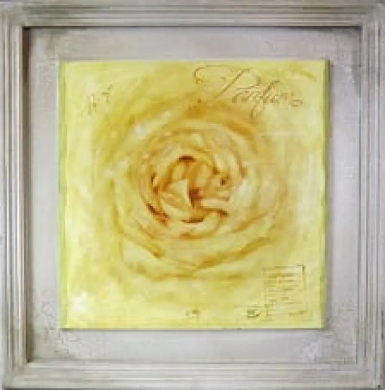 Obraz Kwiatowy 'Żółta Róża' Z Efektem Postarzania, 38x38 cm - Część 1 Z 4