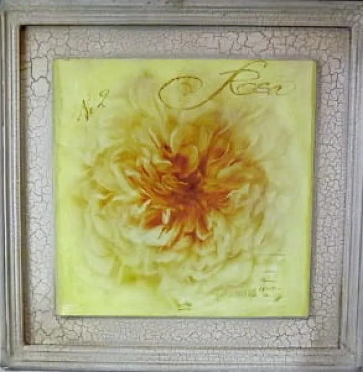 Obraz Żółta Róża - Część 4 Z 4 Serii Postarzanej, Rozmiar 38x38 cm