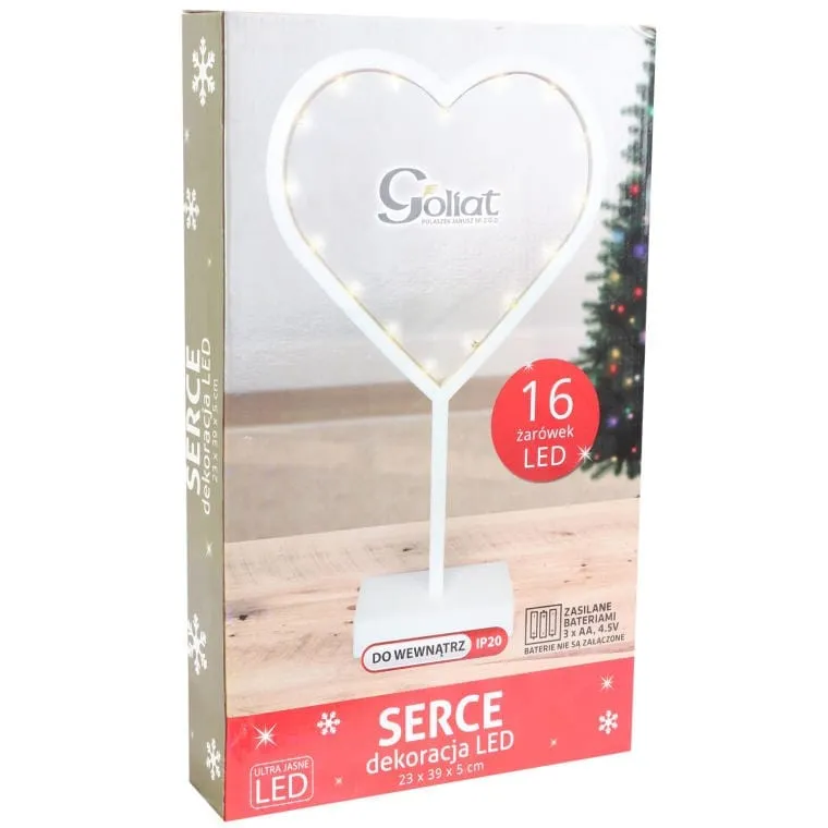 Dekoracja Świetlna Serce LED 38 cm - Białe