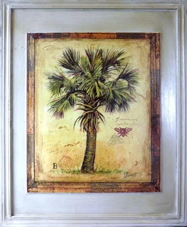 Postarzany Obraz Palmy O Wymiarach 46x56 cm - Część Dwuczęściowej Serii