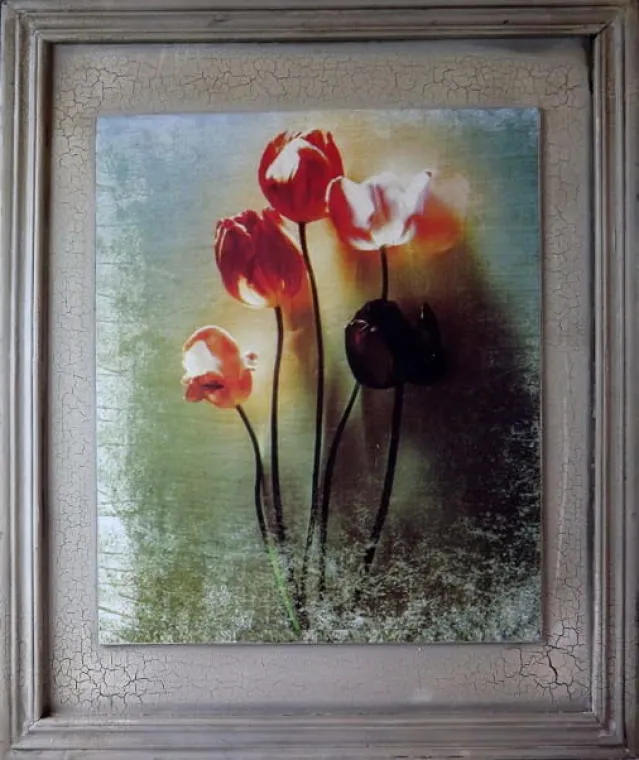 Obraz Vintage Tulipany W Koszyczku 48x40 cm Z Serii Postarzanych Obrazów