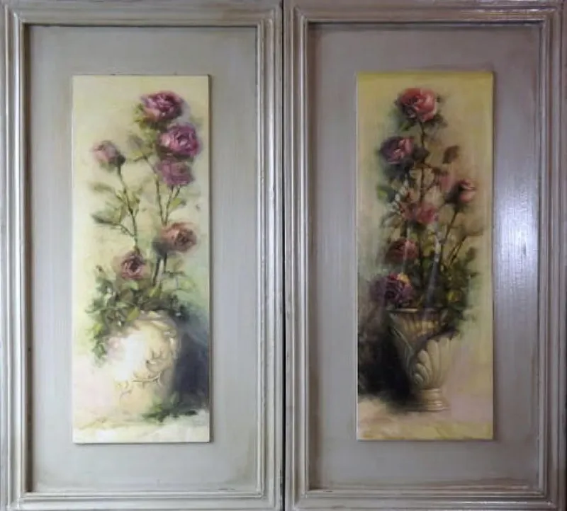 Obraz Retro Z Różami 2 Z Serii Postarzanych Kompozycji 30 x 56 cm