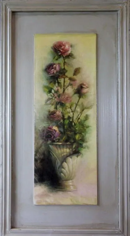 Obraz Retro Z Różami 2 Z Serii Postarzanych Kompozycji 30 x 56 cm