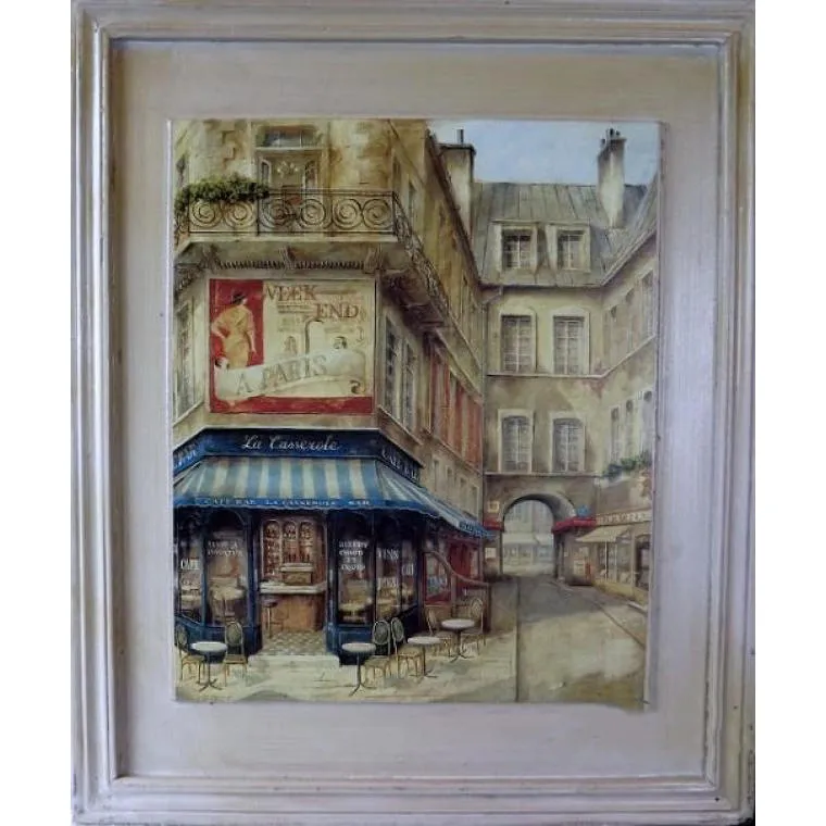 Postarzany Obraz Kamienicy Paryskiej 41x49 cm - Część 1 Z Serii