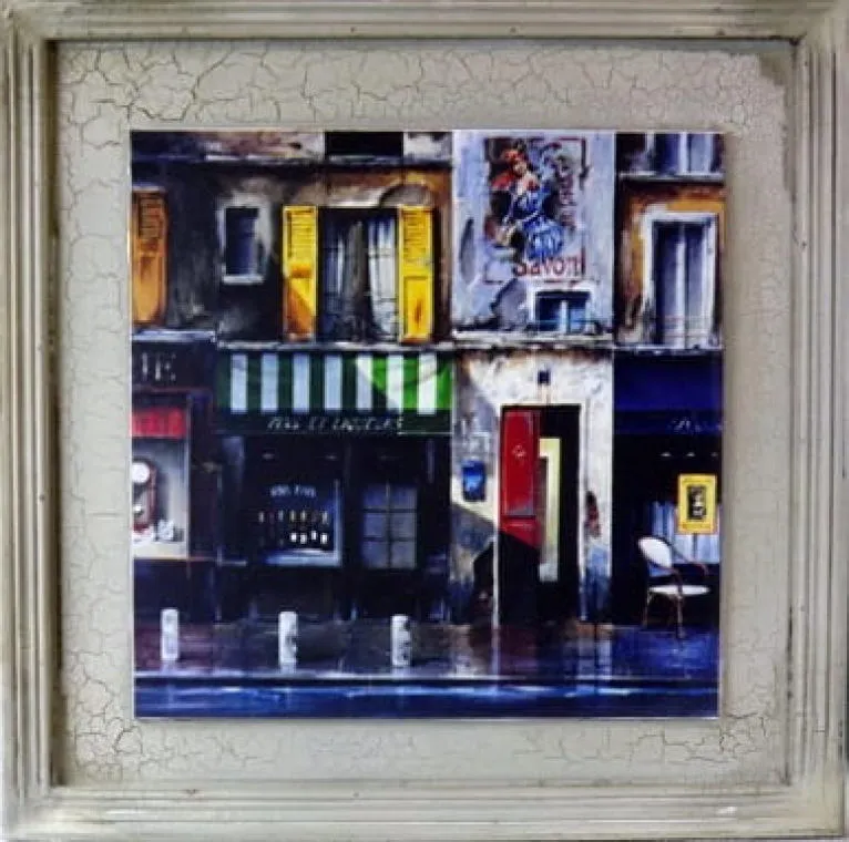 Obraz Retro Kamienica Paryska 38x38 cm - Efekt Postarzania, Część Serii