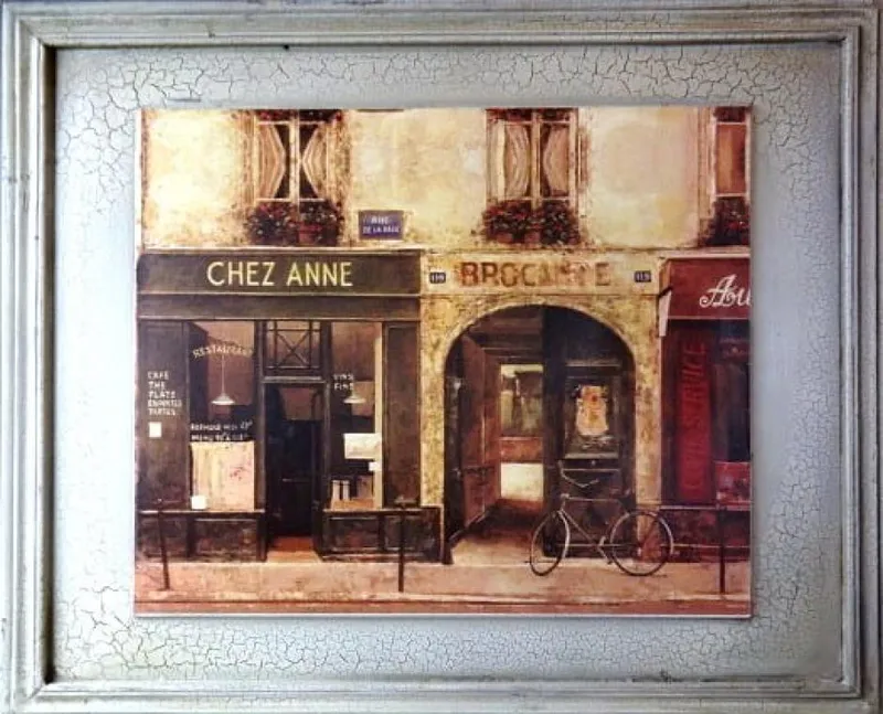 Obraz Vintage Sklepik Paryski 46x56 cm - Część Serii Dwóch Obrazów