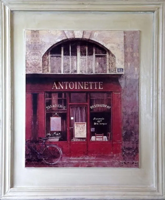 Obraz Restauracja W Paryżu Z Efektem Postarzania 40 x 49 cm - Część 1 Z Serii