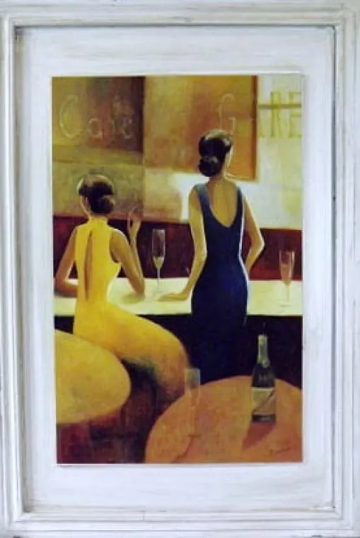 Postarzany Obraz Dwóch Kobiet O Wymiarach 46 x 56 cm