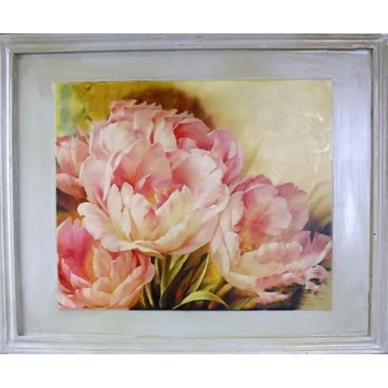 Obraz W Stylu Vintage Jasno-Różowe Róże - Lewa Część Dyptyku, 46x56 cm