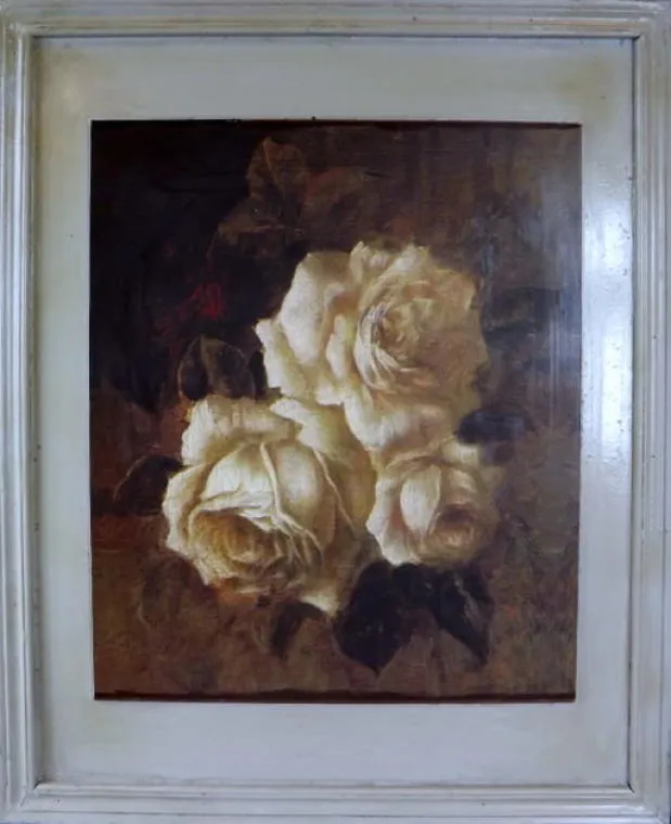 Obraz Biała Róża Z Efektem Postarzania 46x56 cm - Część Tryptyku