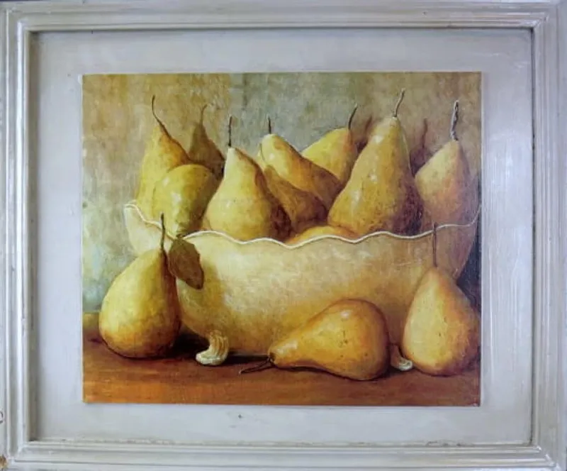 Postarzany Obraz Z Gruszkami - Owoce Serii, 41x48 cm