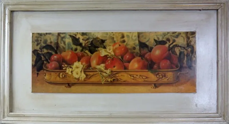 Obraz Z Serii Owoce W Pojemniku - Jabłko 30x56 cm Z Efektem Postarzania