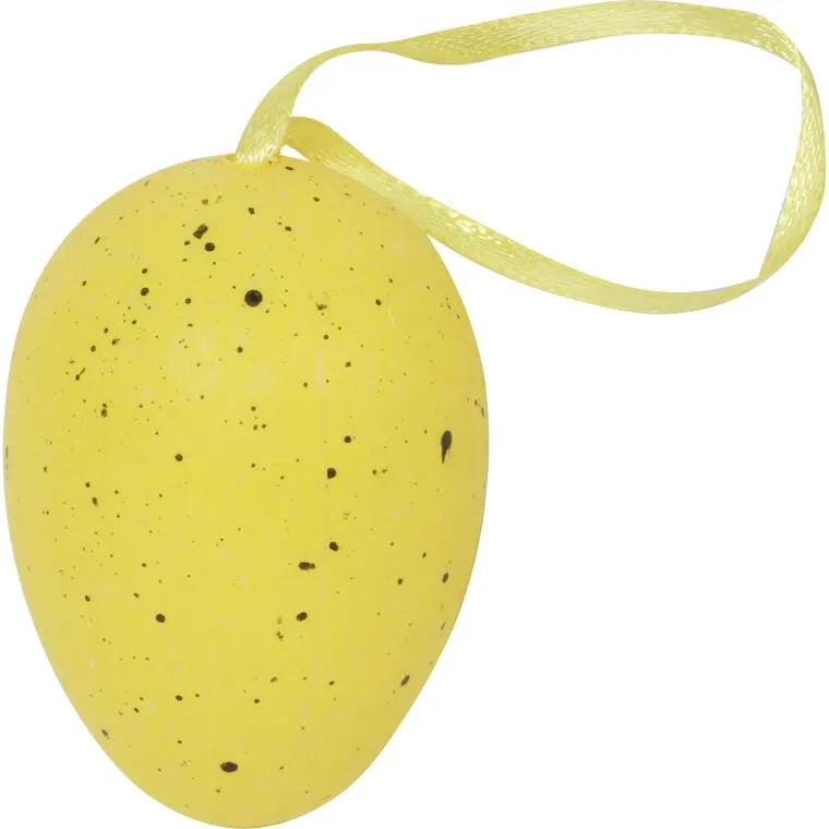 Jajka Plastikowe Nakrapiane Zawieszki Zestaw 6 Sztuk 6cm - Żółte