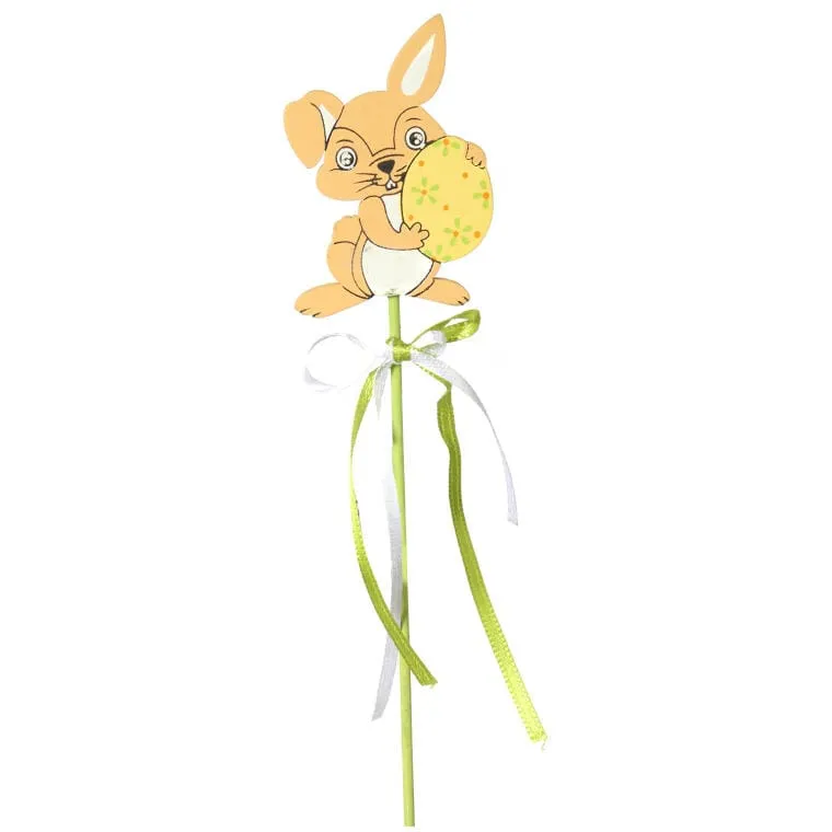 Zając Wielkanocny Na Piku Z Drewna, Wysokość 26 cm - Zielony