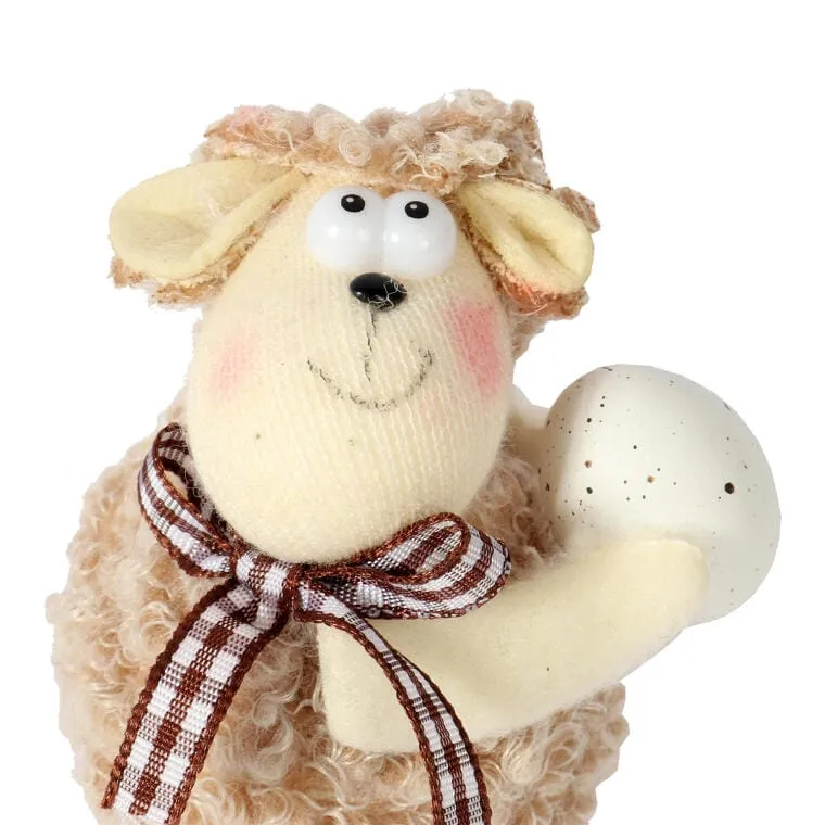 Baranek Wielkanocny Z Jajkiem - Figurka Dekoracyjna 10cm, Kolor Brązowy