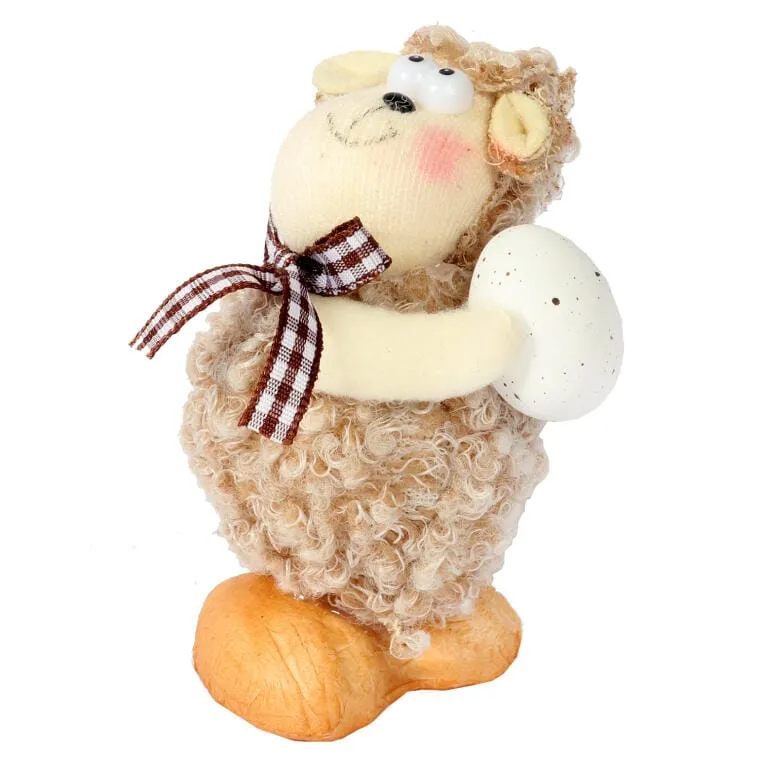 Baranek Wielkanocny Z Jajkiem - Figurka Dekoracyjna 10cm, Kolor Brązowy